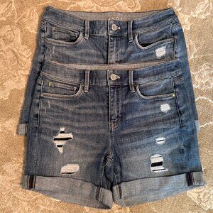 ***SOLD - Pair Distressed White House Black Market Denim Cuffed 5" Shorts Size 2